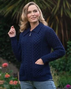 Aran Cardigan With Zip And Collar DWB