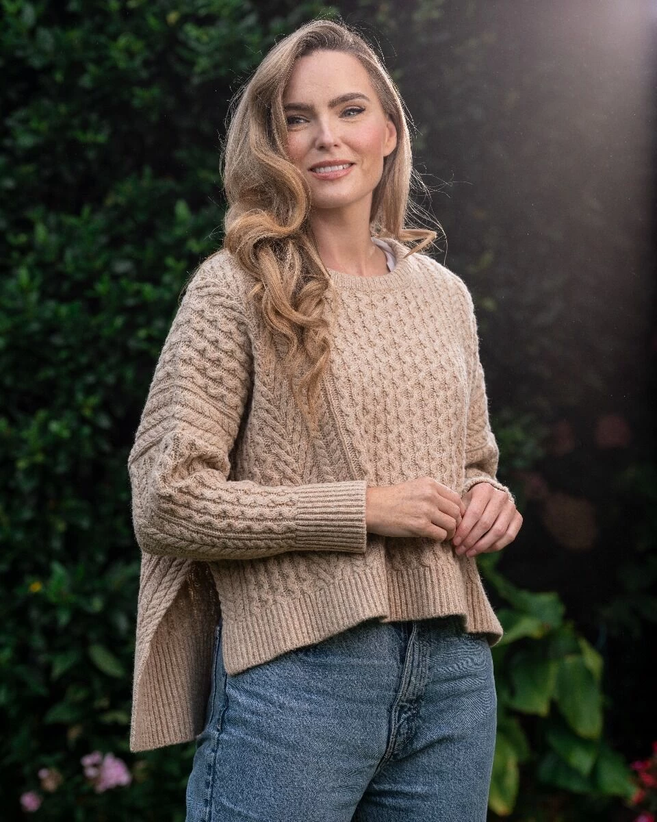 Cropped Aran Sweater Seashell - Image 4