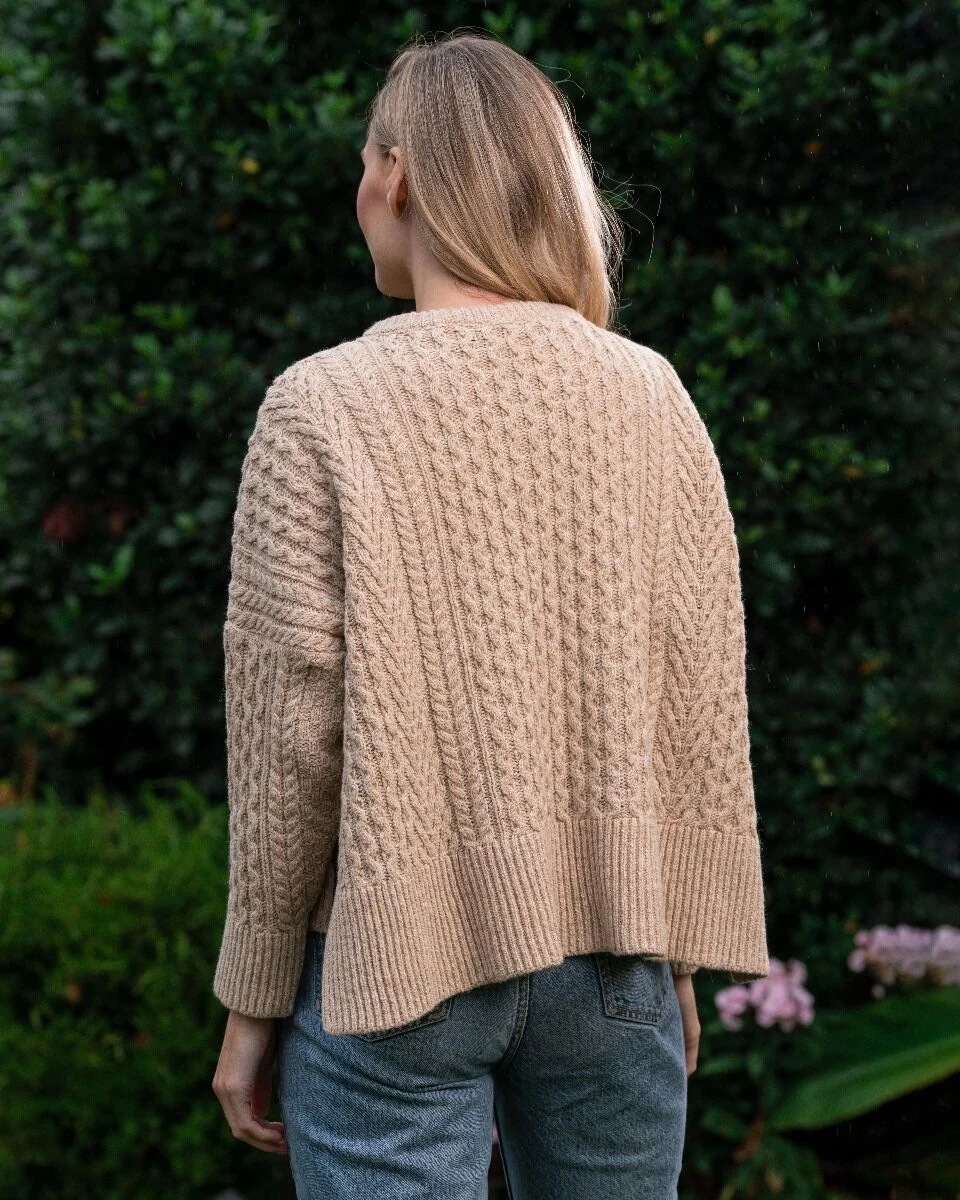 Cropped Aran Sweater Seashell - Image 5