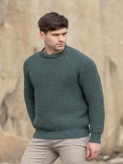 Fisherman Ribbed Crew Moss Green