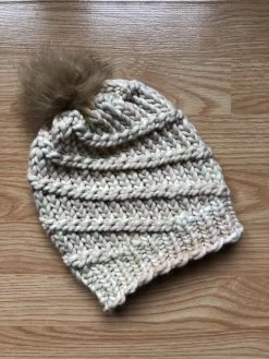 Handmade In Ireland - Super Soft Hat With Pom Pom - Natural