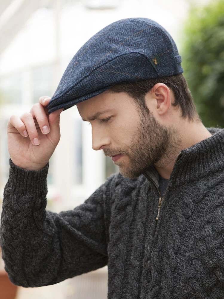 Trinity Flat Cap Blue Herringbone Col.34
