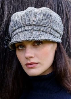 Newsboy Cap Navy Herringbone Col.1