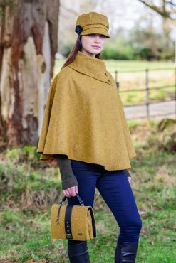 Mucros Tweed Poncho - Mustard