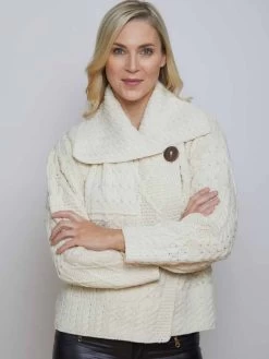 One Button Aran Ladies Cardigan