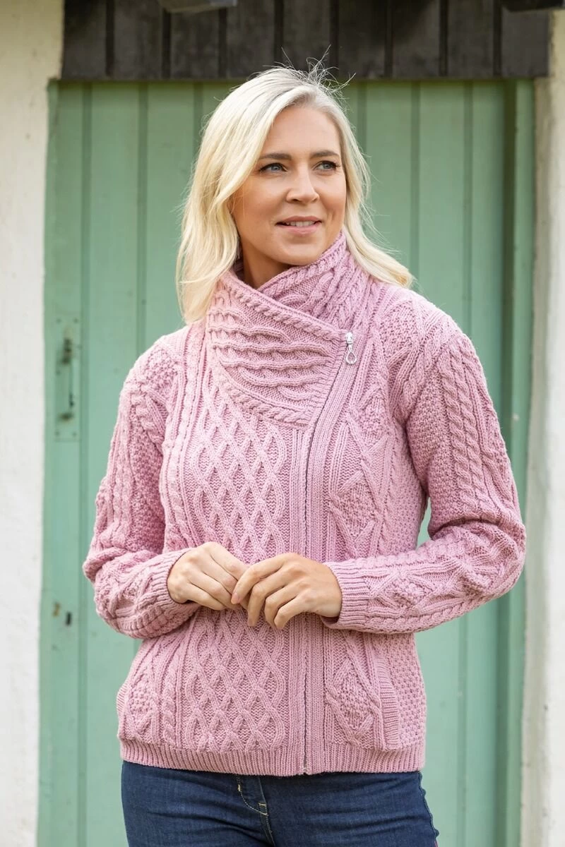 Cable Knit Side Zip Pink - Image 6