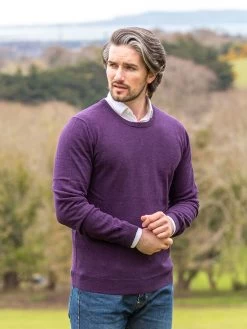 100% Lambswool Lightweight Crew Neck Purple Wine