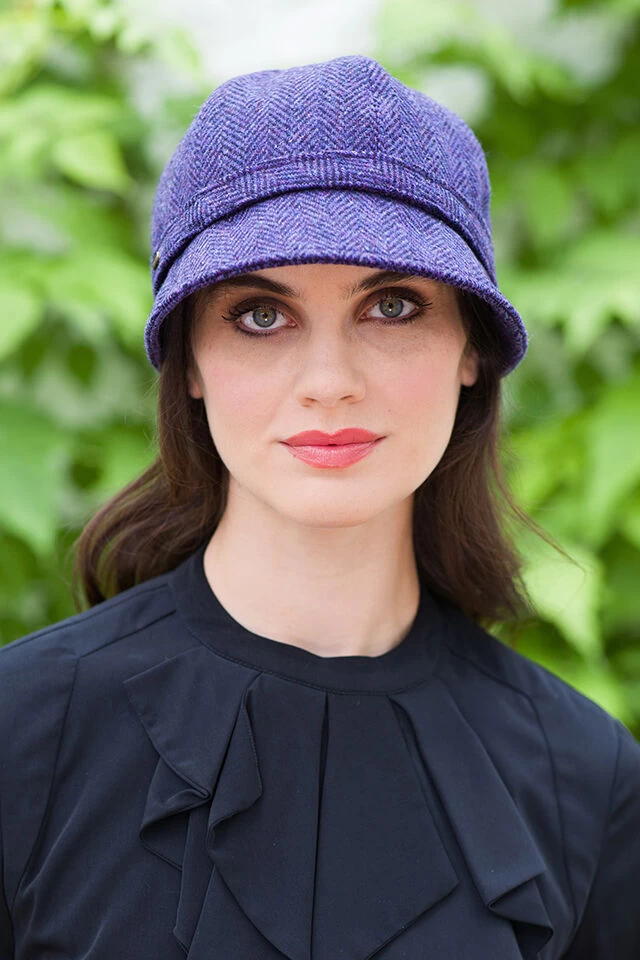 Flapper Cap Purple Herringbone One Size Colour 213 - Image 2