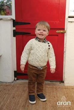 Kids Handknit Merino Sweater With Button Feature R404