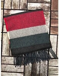 Wool Cashmere Scarf Made In Ireland - Wine/green/charcoal Mix 8002