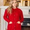 Irish Aran Cardigan Red
