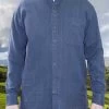 Men's Traditional Ink Blue Grandfather Shirt