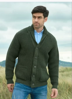 Men's Ribbed Cardigan Army Green