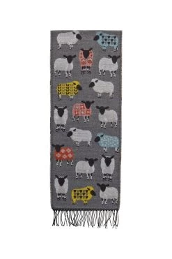 Sheep Motif Scarf Charcoal