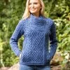 Cable Knit Side Zip Cardigan Royal Blue