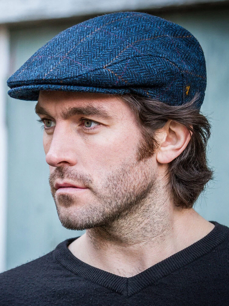 Trinity Flat Cap Blue Herringbone Col.34 - Image 2