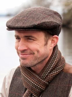 Trinity Flat Cap Dark Brown Herringbone 335-1
