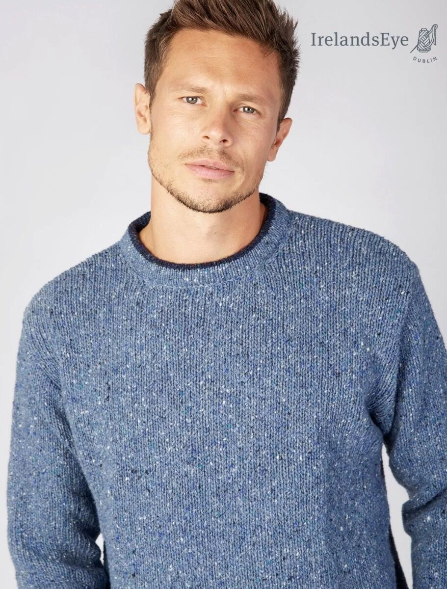 Men's Crew Neck Wool And Cashmere Sweater Blue Ocean - Image 2