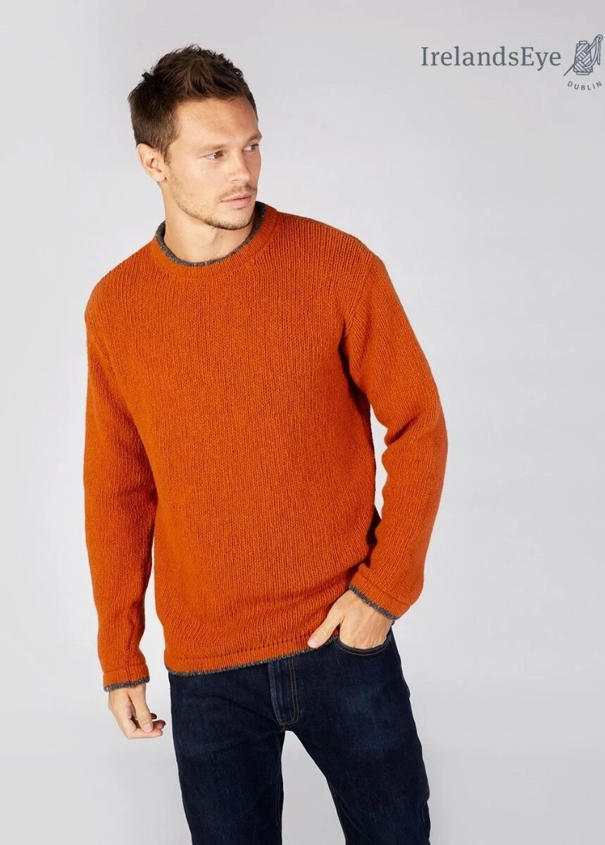 Men's Crew Neck Wool And Cashmere Sweater Terracotta