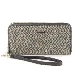 Mucros Weavers Tweed Wallet Grey Herringbone Col: 1