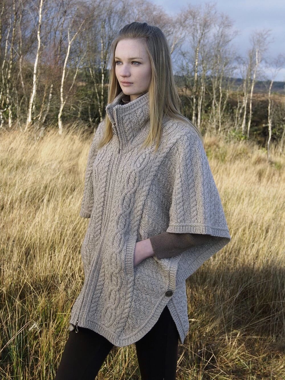 Aran Batwing Jacket Merino Wool - Image 3
